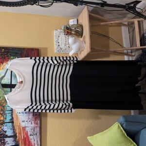 TALBOTS KNIT DRESS 3X BLACK AND CREAM